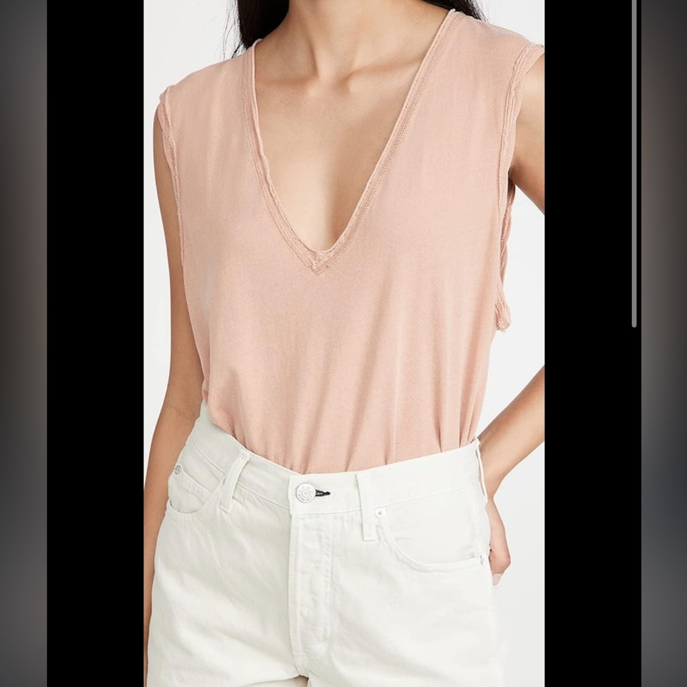 New York & Company Stretch Salmon V Neck Tank Top